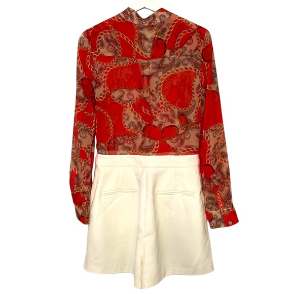 Marciano Guess | Paisley Chain Print Ivory 70’s Feminine Elegance Romper Size M - Picture 2 of 3